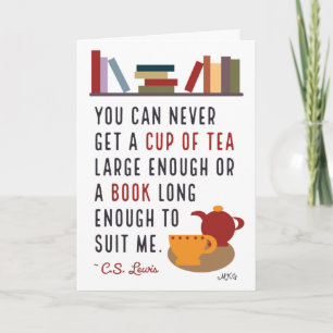 C.S. Lewis Tea and Books Literary Bookworm Card
