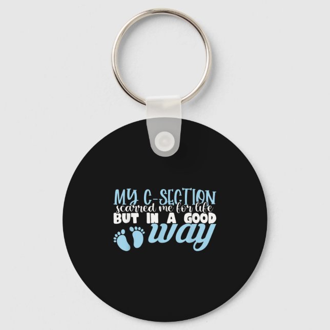 C-section Cesarean New Mom Of Baby Boy Recovery Qu Key Ring (Front)