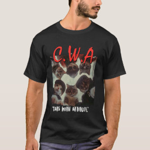 C.W.A Cats with Attitudes Gangster Rap Hip Hop Cat T-Shirt