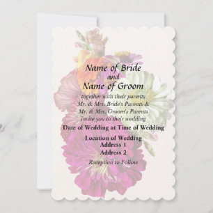 c_ZinniaMixedColorsZinnia Bouquet Mixed Wedding Pr Invitation