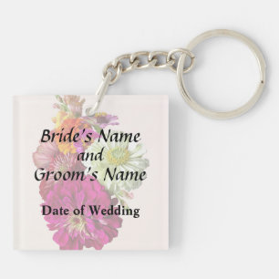 c_ZinniaMixedColorsZinnia Bouquet Mixed Wedding Pr Key Ring
