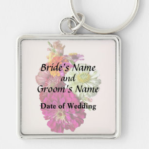 c_ZinniaMixedColorsZinnia Bouquet Mixed Wedding Pr Key Ring