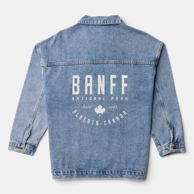 Ca Banff National Park Alberta Canadian Maple Leaf Denim Jacket (Back)