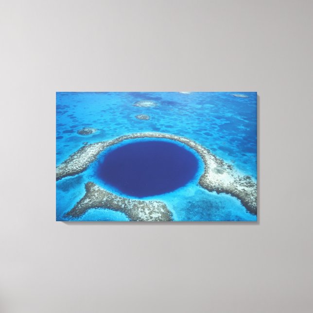 CA, Belise. Aerial view of Blue Hole (diameter Canvas Print (Front)
