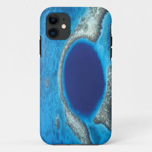 CA, Belise. Aerial view of Blue Hole (diameter iPhone 11 Case