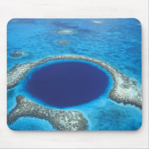 CA, Belise. Aerial view of Blue Hole (diameter Mouse Mat