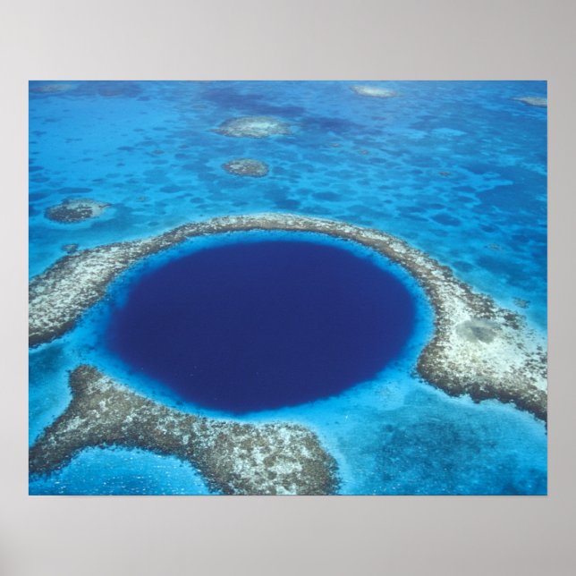CA, Belise. Aerial view of Blue Hole (diameter Poster (Front)