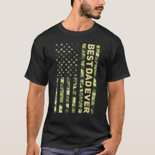 Ca Best Cat Dad Ever American Flag Camouflage T-Shirt