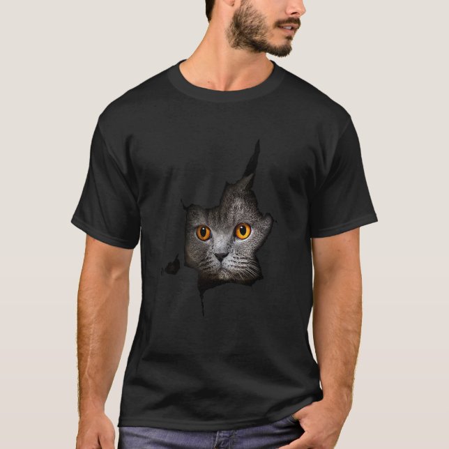 Ca  Black Cat  Cat Torn Cloth  Kitten T-Shirt (Front)