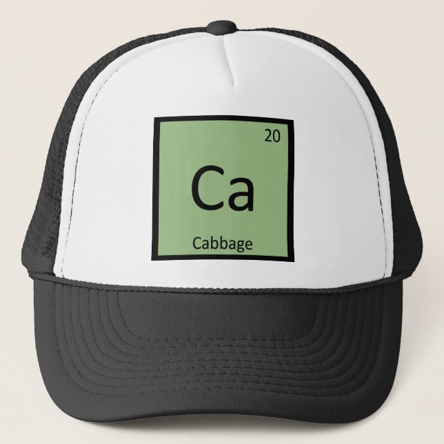 Ca - Cabbage Vegetable Chemistry Periodic Table Trucker Hat (Front)