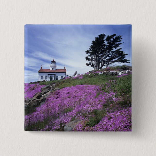 CA, Crescent City, Battery Point lighthouse with 15 Cm Square Badge (Front)