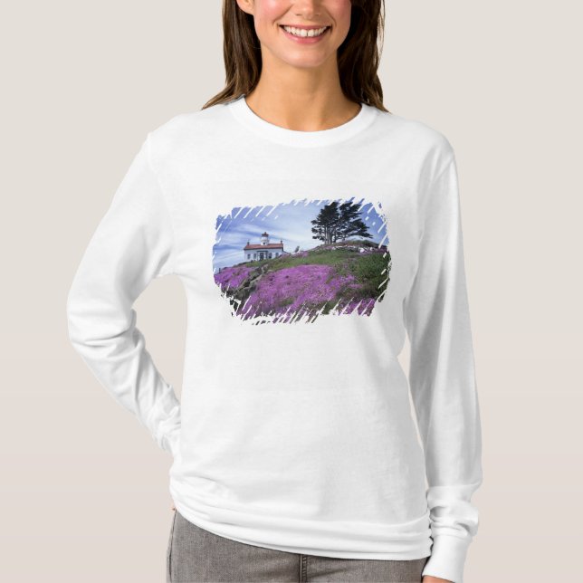 CA, Crescent City, Battery Point lighthouse with T-Shirt (Front)