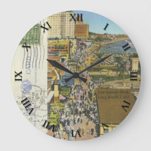 CA - Long Beach, California Post Card Clock - 1938
