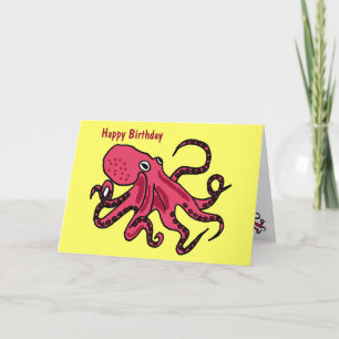 CA- Octopus Birthday Cartoon Birthday Card
