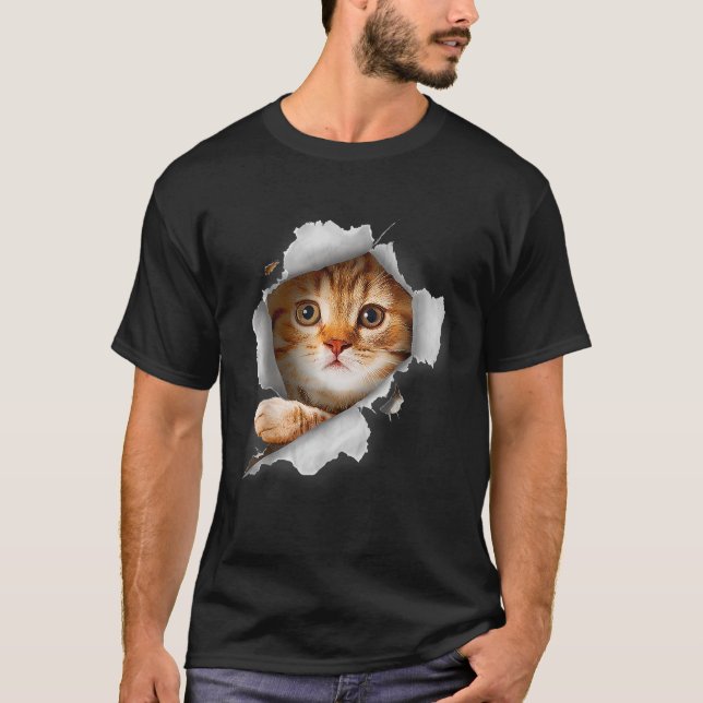 Ca Orange Cat Cat Torn Cloth Kitten  T-Shirt (Front)