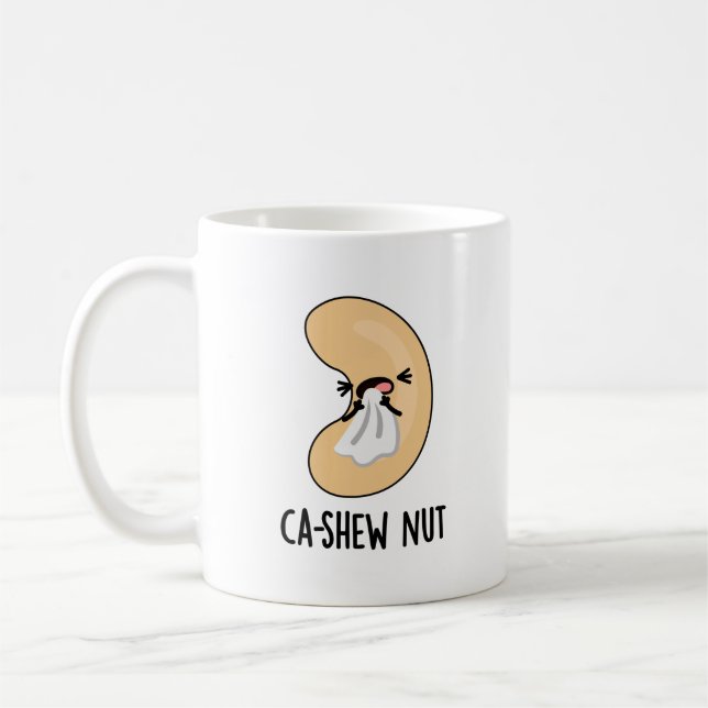 Ca-shew Funny Sneezing Cashew Nut Pun  Coffee Mug (Left)