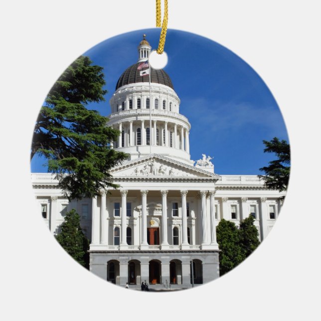 CA state capitol building - Sacramento Ceramic Tree Decoration (Front)