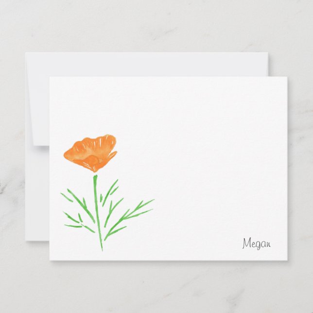 CA Watercolor Poppy Card (Front)