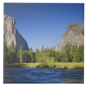 CA, Yosemite NP, Valley view with El Capitan, Tile