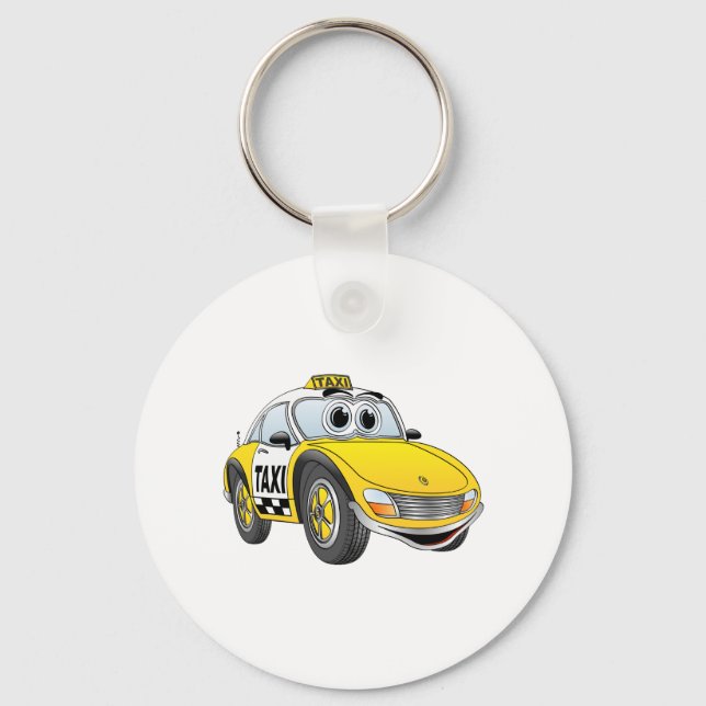 Cab Cartoon Taxi Key Ring (Front)