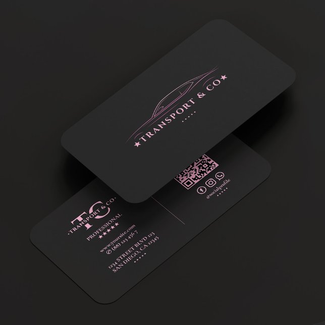 Cab Transport Taxi Driver Car Chauffeur Black Pink Business Card (Cab Transport Taxi Driver Car Chauffeur Black Pink Business Card
)