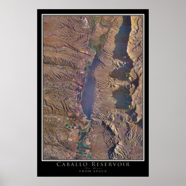 Caballo Lake New Mexico From Space Satellite Art Poster (Front)