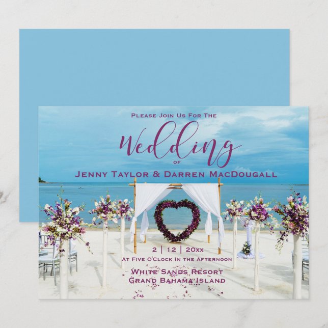 Cabana Beach Destination Wedding Invitation (Front/Back)