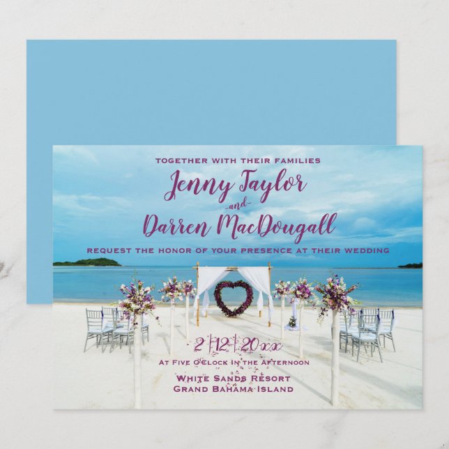 Cabana Beach Destination Wedding Invitation (Front/Back)