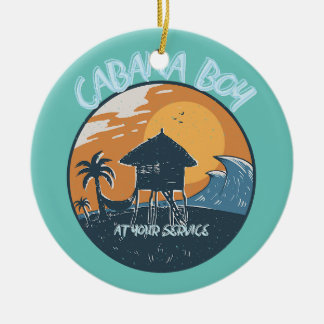CABANA BOY AT YOUR SERVICE POOL PARTY BOY CERAMIC TREE DECORATION