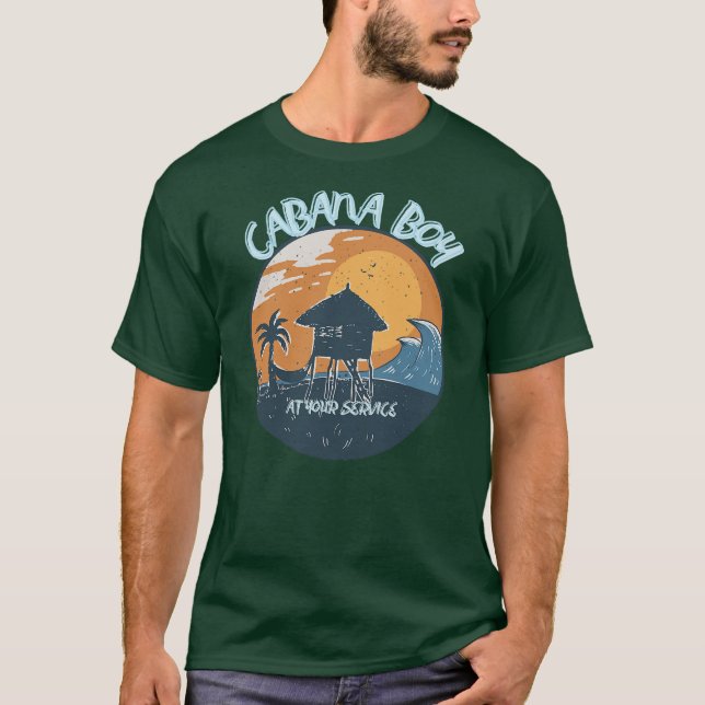 CABANA BOY AT YOUR SERVICE POOL PARTY BOY T-Shirt (Front)