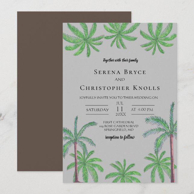 Cabana Coconut Grove Wedding Invitation (Front/Back)