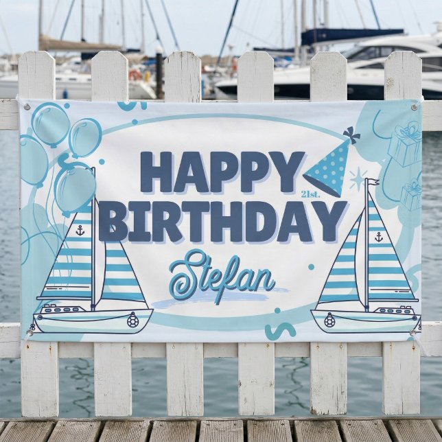 Cabana Sail Nautical Birthday Banner (The ultimate seaside celebration sign.)