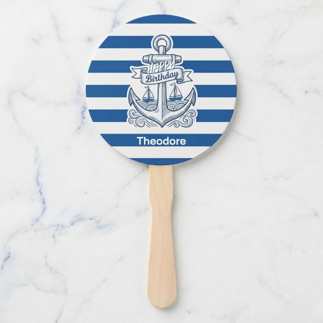 Cabana Stripe Anchor Birthday Fan (Essential for hot summer birthdays)