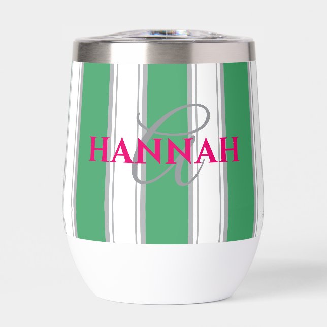Cabana Stripe Monogram in Green (Front)