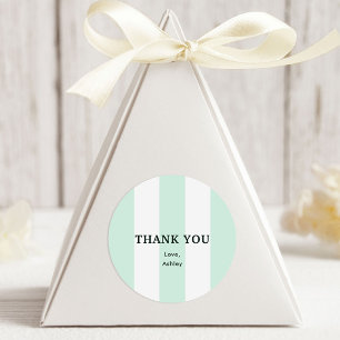 Cabana Stripe Sea Green Bridal Shower Classic Round Sticker