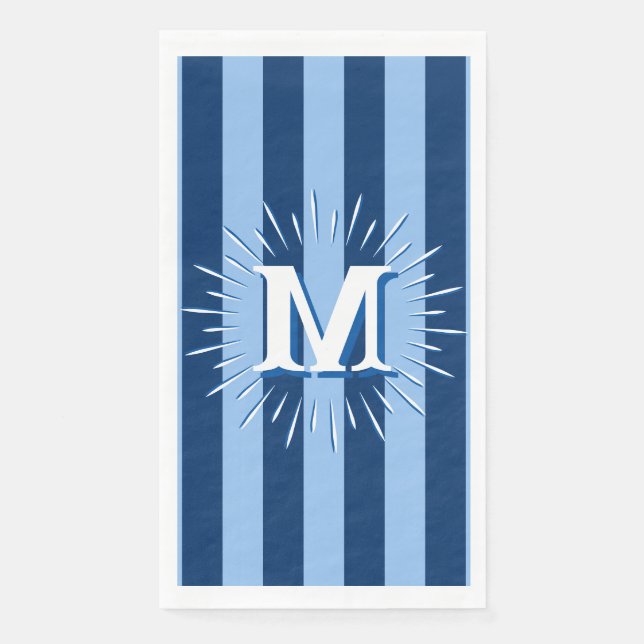 Cabana Stripes in Blue Personalised Napkin (Front)