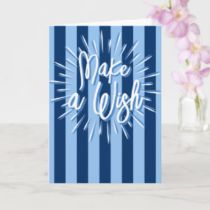 Cabana Stripes "Make a Wish" Burst in Blue Card