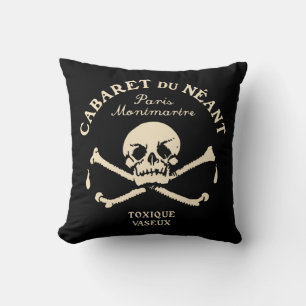 Cabaret Du Neant 1880s Paris Club - Skull Cushion
