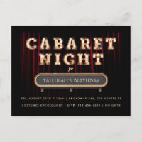 Cabaret Night Birthday Party Invitation