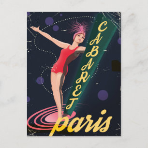 Cabaret Paris vintage travel poster Postcard
