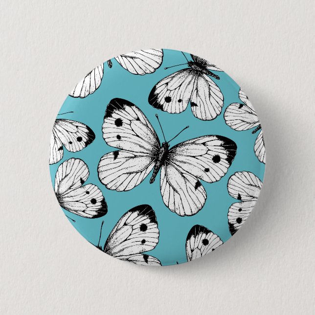 Cabbage butterfly pattern 6 cm round badge (Front)