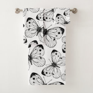 Cabbage butterfly pattern bath towel set