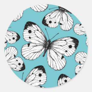 Cabbage butterfly pattern classic round sticker