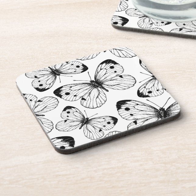 Cabbage butterfly pattern coaster (Left Side)