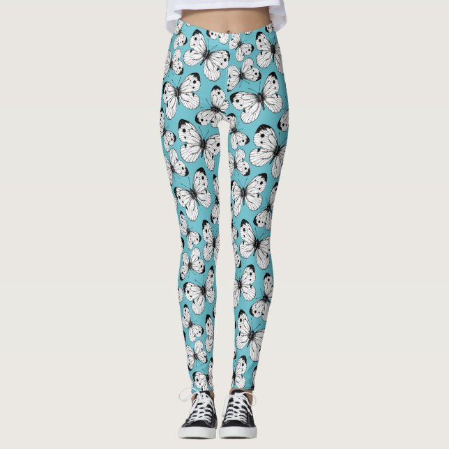 Cabbage butterfly pattern leggings (Front)