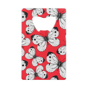 Cabbage butterfly pattern on red