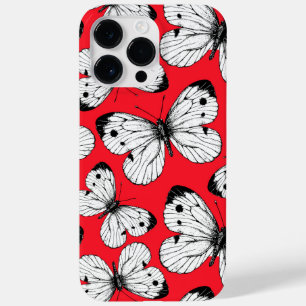 Cabbage butterfly pattern on red Case-Mate iPhone 14 pro max case