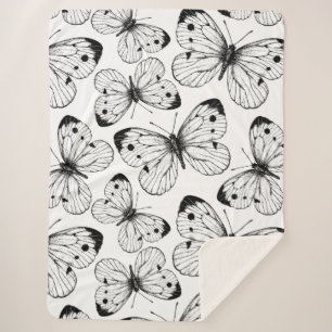 Cabbage butterfly pattern sherpa blanket
