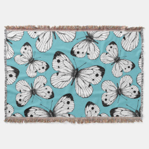Cabbage butterfly pattern throw blanket