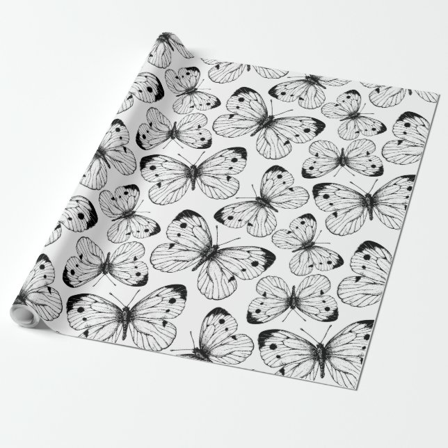 Cabbage butterfly pattern wrapping paper (Unrolled)